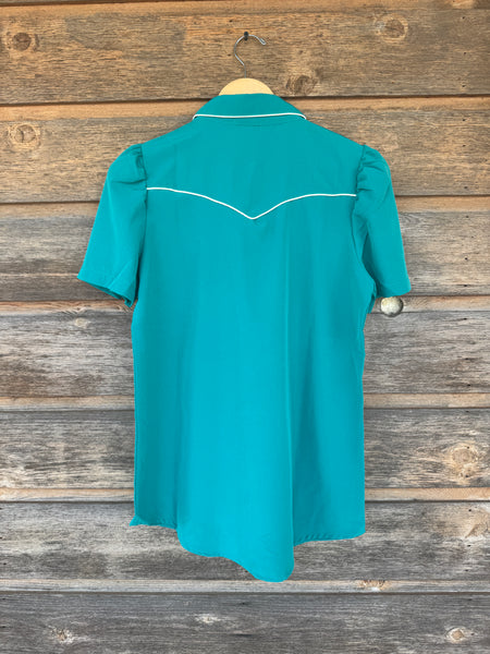 Smile Pockets & Puff Sleeves - Turquoise