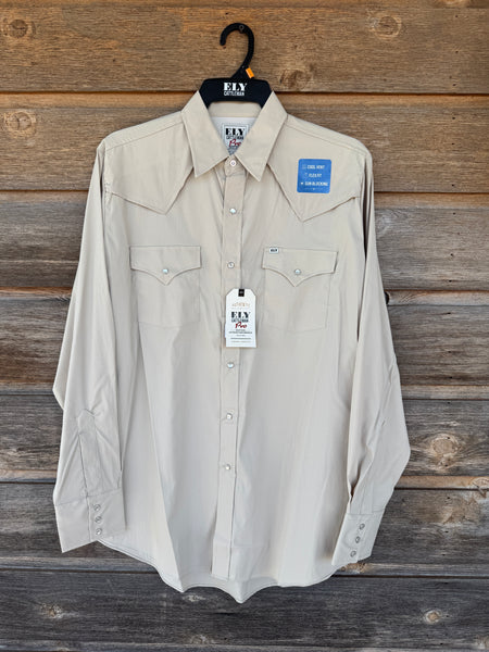 Ely Cattlemen Pro Outdoor Western Shirt - Khaki