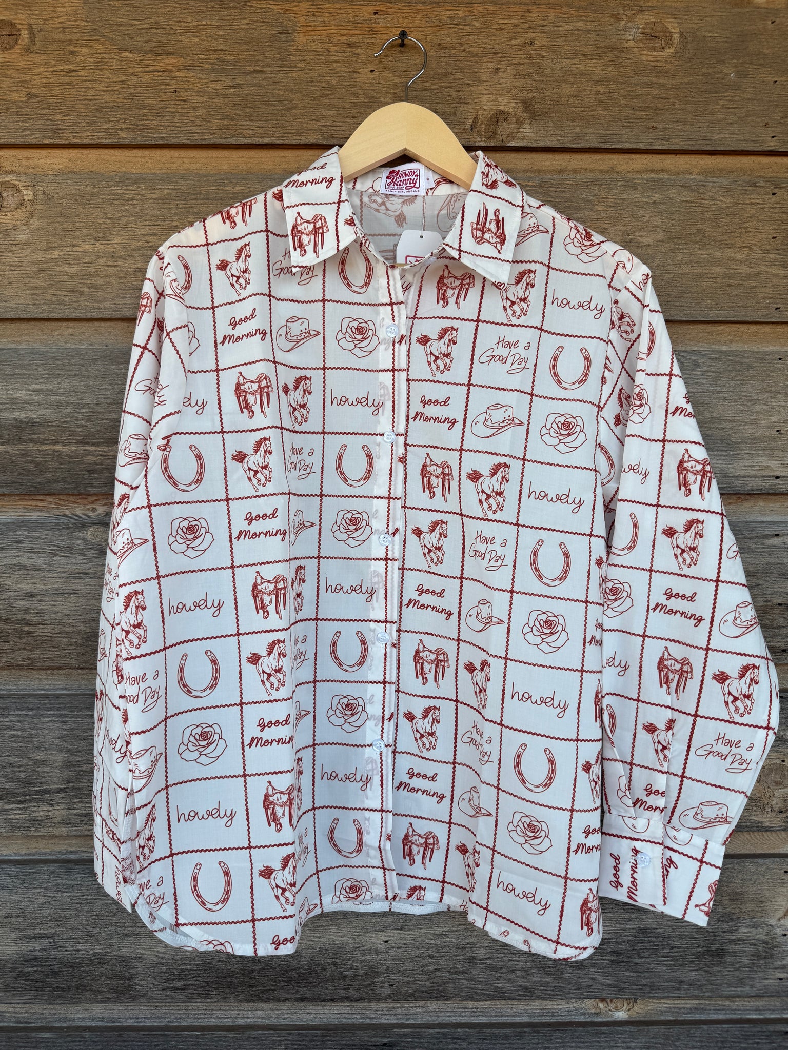 Howdy Hello Button Up Top – Crooked Skull Leather