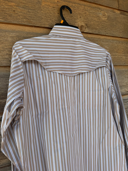 Ely Cattlemen Pro Outdoor Vented Shirt - Khaki Stripe
