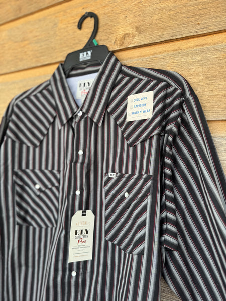 Vented Striped Longsleeve - Black & Maroon