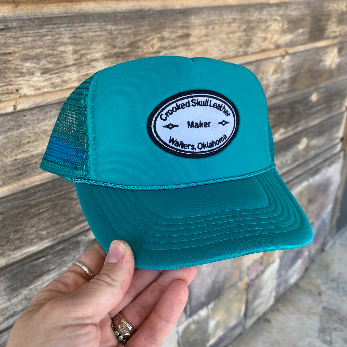 Makers Mark Trucker Hat - Turquoise – Crooked Skull Leather