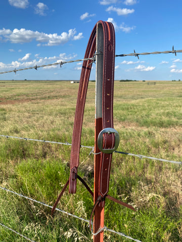 Latigo Stitched Split Ear Headstall - 1”