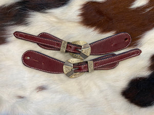 English Bridle Spur Leathers - White Buckles